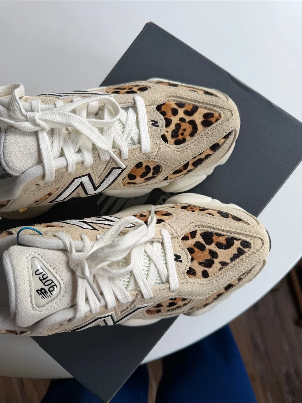 New Balance Women's Leopard Print Cream and Tan Sneakers - Picture 4 of 5